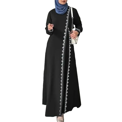 Robe longue musulmane ample opaque et légère avec manches en dentelle