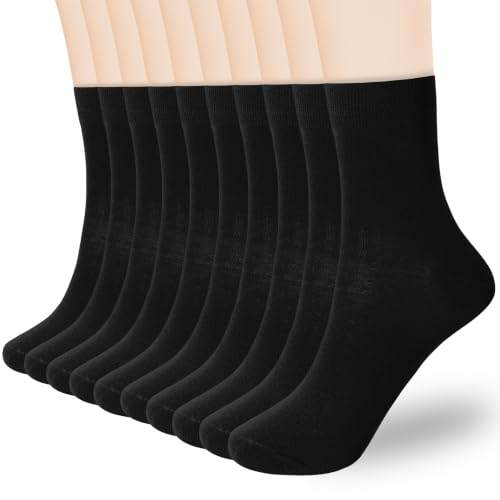 Image of Corlap Women's Thin Above Ankle Socks-6Pairs Cotton Bootie Dress Crew Socks | Soft Cozy Cute Casual Ankle High Calf Socks Non Slip Thin Enough No Pilling.for Dress Flats Sneaker Shoes Size 6-9 /9-11
