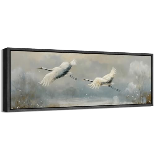 Image of MUDECOR Large Framed Canvas Print Wall Art Red Crane for Living Room