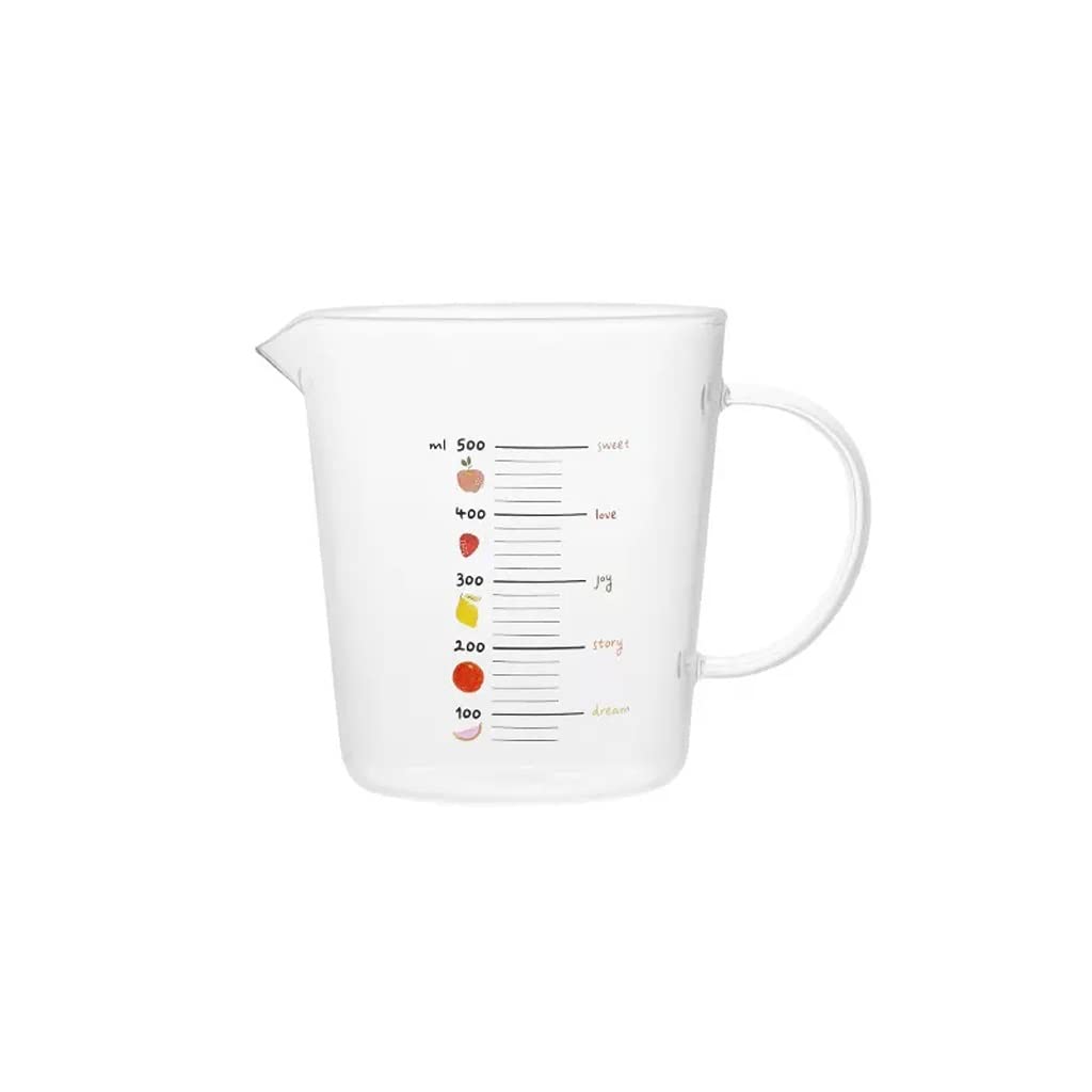 Tasse à mesurer avec échelle pour la Maison Cuisson Farine Tasse à Battre Verre à Haute teneur en Borosilicate Résistant à la Chaleur Outils auxiliaires Cuisine (500 ML)