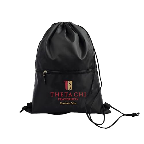 Sorority Shop Theta Chi Fraternity Black Drawstring Backpack, Sports Bag, Travel Carryall