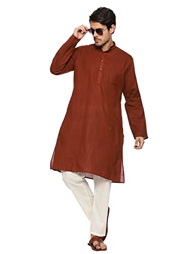 Image of ITOS365 Men Cotton Blend Kurta Pyjama Set Party Fashion Regular Ethinic Wear Indian Dress Gift for Men