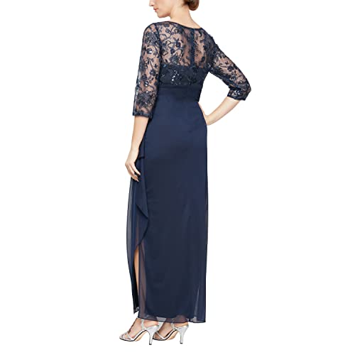 Image of Alex Evenings Womens Long Lace Top Empire Waist Dress