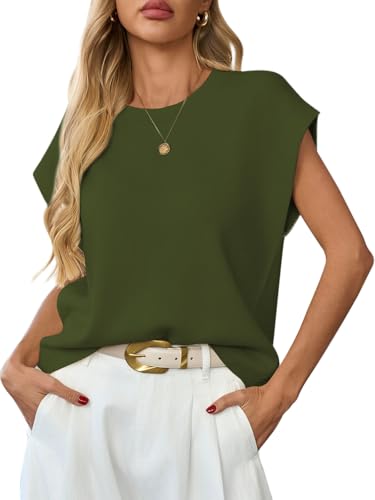 Image of GREAIDEA Womens Sleeveless Sweater Vest Crewneck Cap Sleeve Knit Tops Trendy 2026 Summer Spring Business Casual Shirts