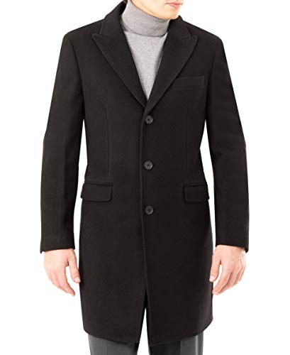 Calvin Klein Men's Long Slim Fit Overcoat, Black, 42L