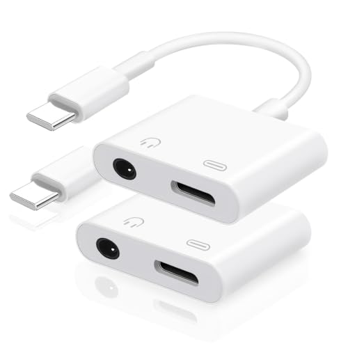 Image of Untvie USB-C to 3.5mm Headphone Port Adapter Type-C to AUX Audio Converter 2-in-1 Charger Support PD Fast Charging for iPhone 17 /16 /15 Series iPad Pro MacBook Pixel and Other Devices Double 2Pack