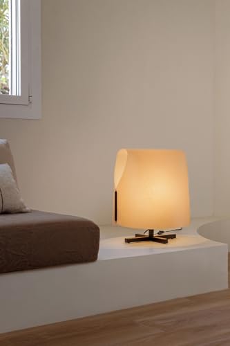 LUANG M Lampe table noire/camel éclairage doux de chevet