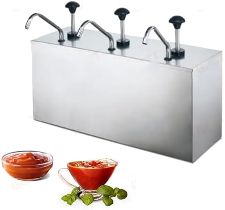 Sauce Dispenser, Stainless Steel Sauce Dispensing Pump with Rotary Pressure Head, Suitable for Syrups, Honey, Jams, Spices