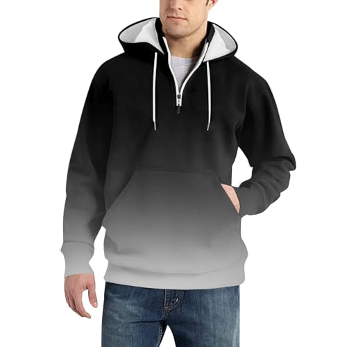 Ymosrh Men's Causal Hoodies, Athletic Workout Long Sleeve Gradient Color Pullover Hooded Sweatshirts with Pocket, M-4XL