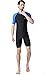BIKMAN One-Piece Snorkeling Surfing Swim Suit Short Sleeves Plus Size Swimwear- Sun Protection (L(Weight:132lbs-143lbs), Blue)