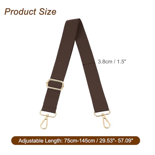 Image of uxcell Wide Shoulder Strap, 3.8cm Adjustable Purse Strap Replacement Crossbody Strap for Shoulder Bag Handbag, Dark Brown, Light Gold Pull Core Buckle