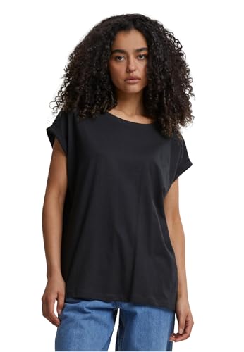 Urban Classics Damen T-Shirt Ladies Extended Shoulder Tee, T-Shirt mit überschnittenen Schultern, aus Baumwolle, erhältlich in vielen Farben, Black, L