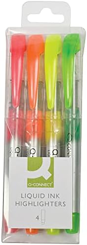 Q-CONNECT Liquid Ink Highlighter - Assorted Colours (Pack of 4)