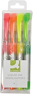 Q-CONNECT Liquid Ink Highlighter - Assorted Colours (Pack of 4)