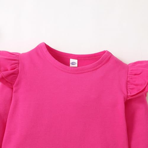 Image of Magic Park 1-14Y Toddler Ruffle T Shirt Girls Solid Color Blouse Kids Girl Short Long Sleeve Tops Casual Tee