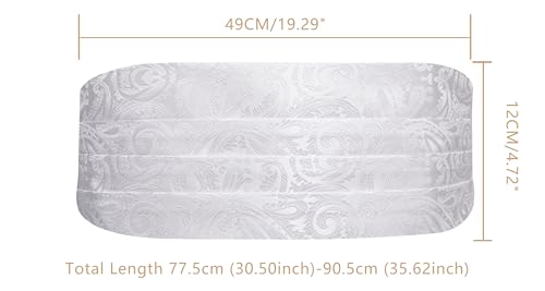 Image of YOHOWA Men Cummerbund Bow Tie Set Silk Paisley Formal Pre-Tied Bowtie Pocket Square Cufflinks Wedding Party Prom