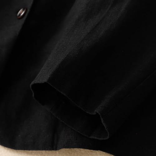 Cotton Linen Blazer for Women Fall 2024 Long Sleeve Lightweight Business Casual Jackets Lapel Button Down Outerwear4