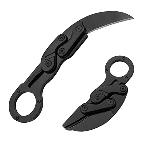 Ismosm Outdoor Mini Camping Stainless Handle Survival Knife Multifunction Outdoor Tactical Rescue Tools Folding Hunting (new claw knife black) Cover