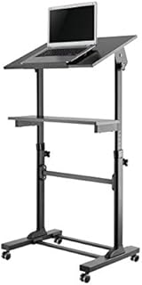 Mobile Standing Desk - TechOrbits Rolling Workstation Cart - Stand Up Media Tiltable