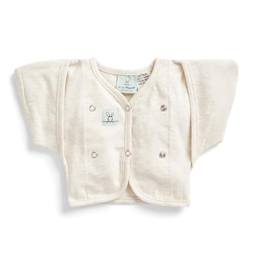 Image of ergoPouch Butterfly Cardi 0.2 TOG - Revolutionary Swaddle Transition Aid w /Arm Pockets, Ideal for Hands-Up Sleeping, Worn Over Swaddle or Sleep Sack, Stretchy & Breathable (2-6 Months, Oatmeal Marle)