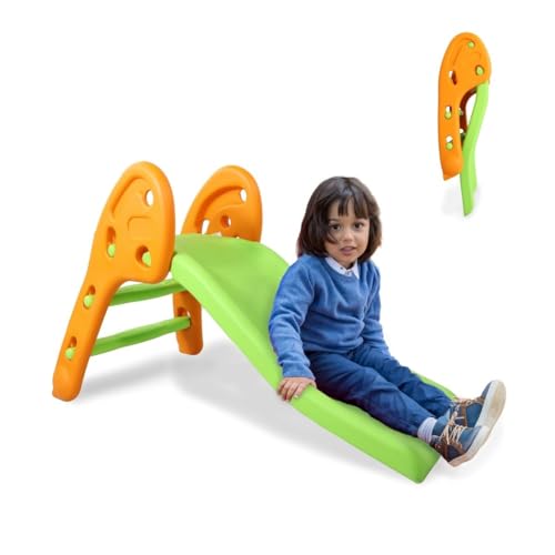 Mobiclinic® kids, Tobogán infantil, Dino xl, Plegable, Bordes redondeados, Peldaños antideslizantes, Máx. 35 kg, Estable, Seguro, Fácil montaje, Para interior y exterior, Verde marrón