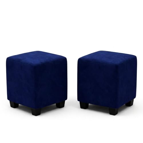 Image of Furny Arvea 8 Seater Fabric LHS L Shape Sofa Set with 1 Centre Table & 2 Puffy (Blue) | Soft Velvet Fabric | Modern Design | Comfortable Seating | Living Room Furniture