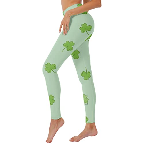 St Patricks Day Print Pantalones de yoga de cintura alta para mujer Leggings de compresión Yoga Running Fitness Leggings de cintura alta, verde menta, XXL