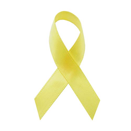 Support USA | American Made 250 Yellow Satin Awareness Ribbons - Bag of 250 Fabric Ribbons with Safety Pins