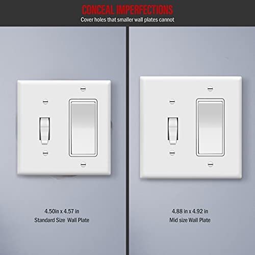 Enerlites Countdown Timer Switch For Bathroom Fans And Household Lights, Het06A-R-W, White & Combination Toggle Light Switch/Decorator Switch Wall Plate, Mid-Size 2-Gang 4.88" X 4.92", 881131M-W,White #TOP5