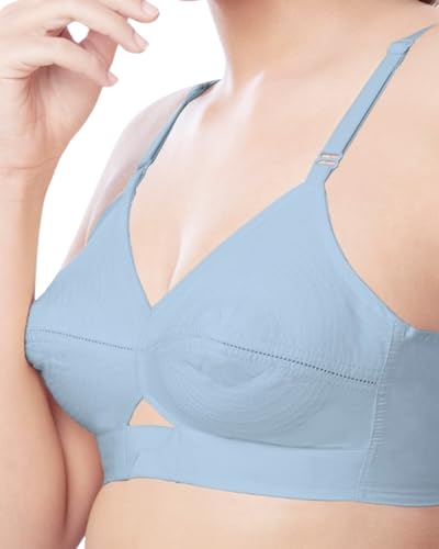 Image of Brida Kavya Xtra Soft Cotton Round Stitch Bra for Women | Full Coverage | Non-Padded | Wireless | Double Layer Support | Heavy Bust | Combo Pack | Colours May Vary