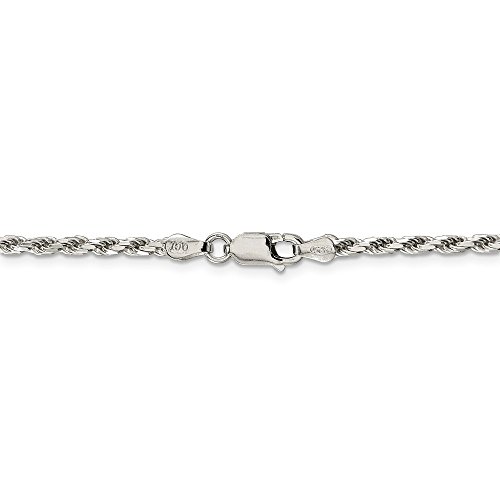 Black Bow Jewelry 2.5Mm, Sterling Silver Diamond Cut Solid Rope Chain Necklace, 16 Inch #TOP3