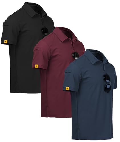 ZITY 3 Pack Polo Uomo Manica Corta Tshirt Traspirante ad