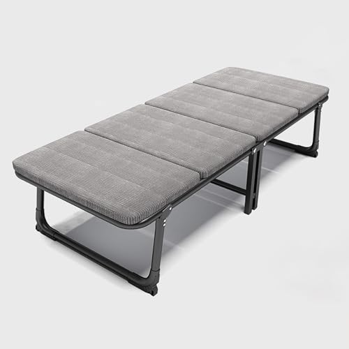 Lit de Camp Pliable Gris 80 x 190 cm avec Pieds Antidérapants