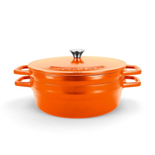 Image of All American 1930 - Dutch Oven - The Complete Set, Saffron Orange - 7.75qt Capacity - Ideal for Family Meals & Versatile Cooking - Non Stick & PFAS Free - Made in the USA