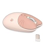 Cute Cat Wireless Mouse, Lightweight Soundless Mouse, 2.4G Wireless Mice, Candy Colors, Kawaii Mouse for Girls and Kids (Milk Tea)