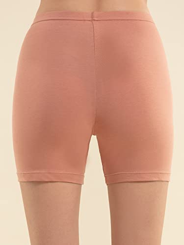 Image of NYKD NYP083 Cotton Stretch Mid Rise Mid Thigh Shorts for Women with Concealed Waistband All Day Comfort
