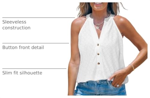 Image of CUPSHE Women's Striped V-Neck Tank Top Button Front Casual Sleeveless