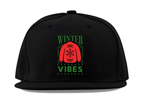 Casquette baseball visière plate unisexe coton noir accessoire mode urbaine Winter Vibes