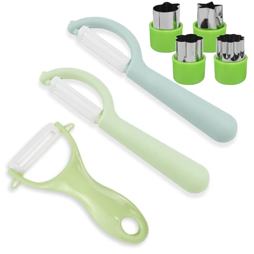 Sparschäler Kartoffelschäler Set Kinderschäler Universalschäler Schäler mit Drehbare Klingen Peeler Multifunktion Y-Förmig Gemüseschäler mit Form