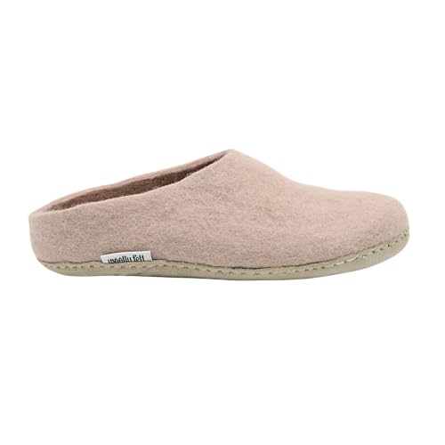 Pale Pink Handmade Slippers- Felt Slipper: Soft, Cozy And Durable- Wool Slip Ons Featuring Pure Suede Leather- Indoor Slides