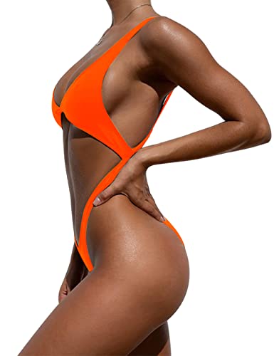 Image of Tainehs Womens Sexy One Piece Bikini Swimsuits High Cut Cheeky Swimwear Thong Bottoms Bathing Swimsuits
