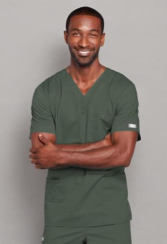 Image of Cherokee Scrubs for Men & Women V-Neck Scrub Top with 4 Pockets, Cotton Blend Soft Stretchy Easy Care Nursing Uniform - 4725