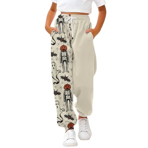 Halloween Baggy Sweatpants for Teen Girls Oversized Loose Sweat Pants High Waist Drawstring Athletic Jogger Sweatpants