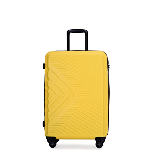 3 Piece Luggage Set Lightweight Hard-Shell Suitcase with Spinner Wheels, Telescoping Handles, TSA Lock, Yellow3