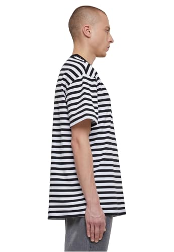 Urban Classics Camiseta de Rayas Regulares, Negro/Blanco, L para Hombre