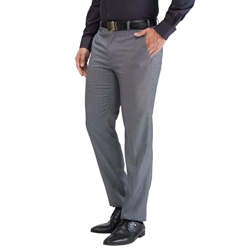 Image of Raymond Men Contemporary Fit Structure Pattern Terry Rayon Blend Pleatless Formal Trouser