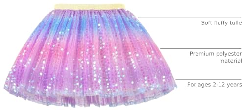 Image of KEREDA Toddler Girls Layered Tutu Skirt Sparkling Sequin Tulle Dance Skirts