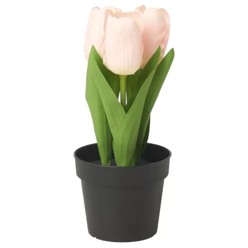 NIKTI FEJKA - Pianta artificiale in vaso, tulipano rosa in vaso con vaso SAMVERKA, fiori finti realistici, decorazione per interni ed esterni, bassa manutenzione, composizione floreale realistica