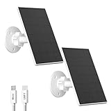 Zivif 2W Solar Panel for Security Cameras, Solar Charger with Micro USB & USB-C Port for Rechargeable Battery Security Camera, 360° Adjustable Mount (2 Pack)