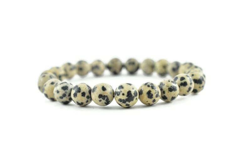 Bracelet Jasper Dalmatien Naturel 8mm élastique pour hommes et femmes